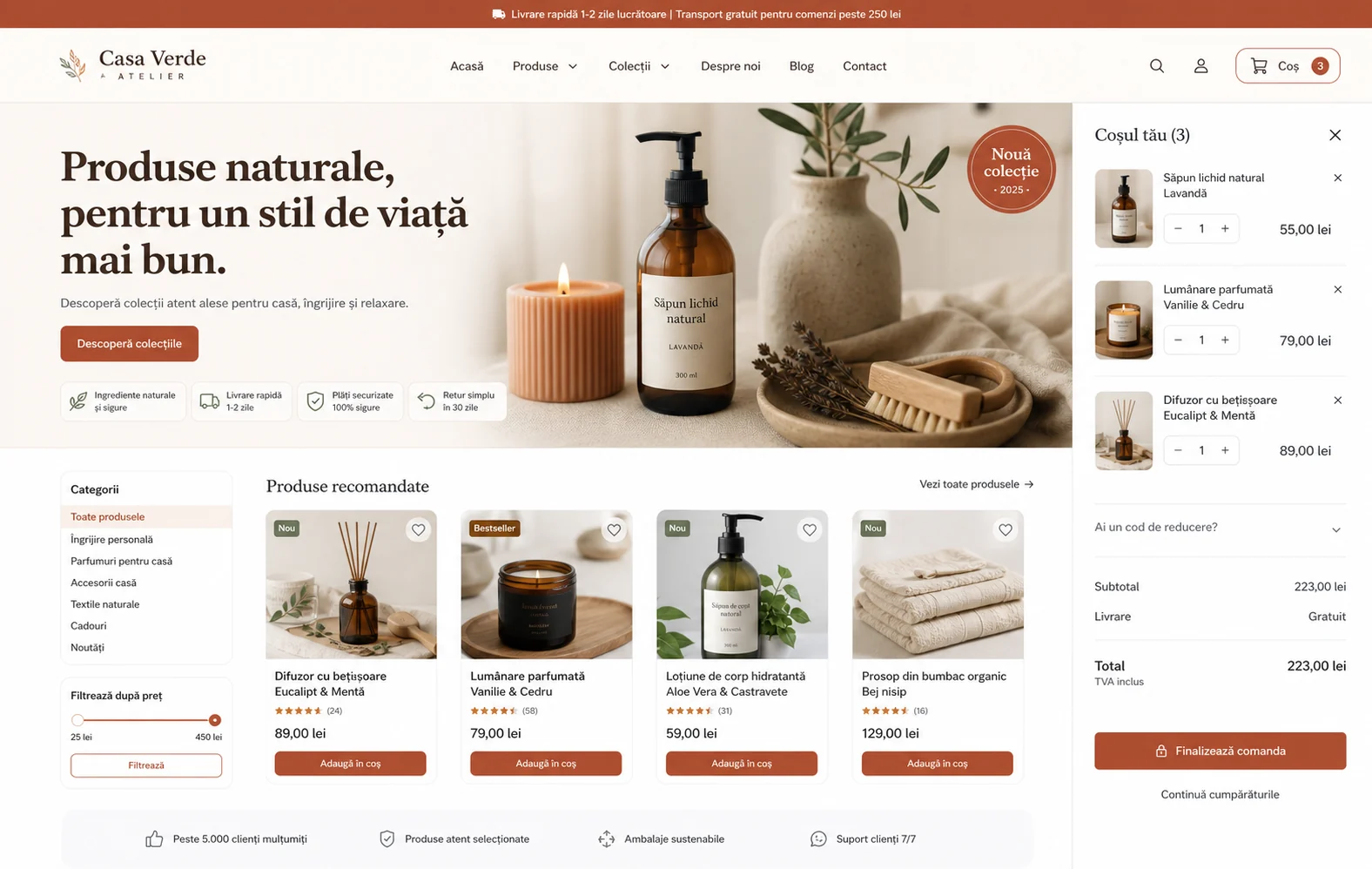 Captură de ecran a proiectului web Casa Verde Atelier